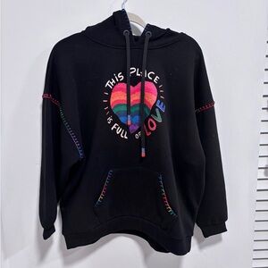 FARM Rio Black Hoodie with Colorful Heart